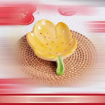 Flower-shaped Ceramic Soap Case Creative Drainage Soap Dish Light Luxury Storage Rack Box Household Bathroom Kitchen Article 1Pc