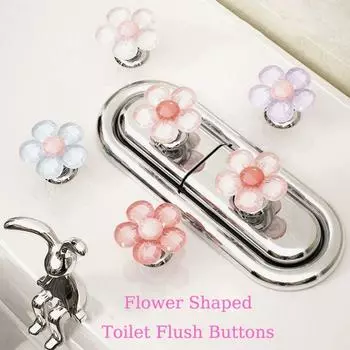 Flower Shaped Toilet Tank Button Toilet Flush Button Plastic Toilet Button Creative Drawer Handle Labor-saving Tank Button Aid синий