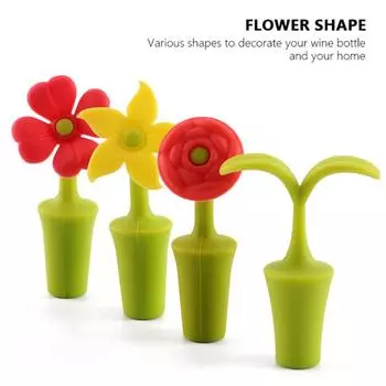 Flower Silicone Wine Bottle Stopper Wine Beer Champagne Bottle Leak-proof Sealing Cork Cork Convenient Kitchen Bar Accessories
