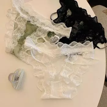 Flower Transparent Underwear Low Waist Panties Women Soft Lace Mesh Briefs Gifts