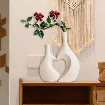 Ваза для цветов, Хранение пучков стеблей бутонов, Декоративная ваза в форме сердца для обеденного стола, White