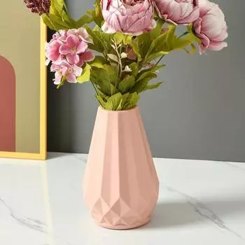 Flower Vase Geometric Non fading Irregular Texture Smooth Surface Plastic No Burrs Flower Pot Basket for Wedding Home Flower Arrangement молочный белый