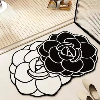 Flower Water Absorption Diatom Mud Floor Mat Bathroom Special-shaped Quick-drying Anti-slip Mat Bathroom Door Easy-to-maintenance Floor Mat 40 * 60cm