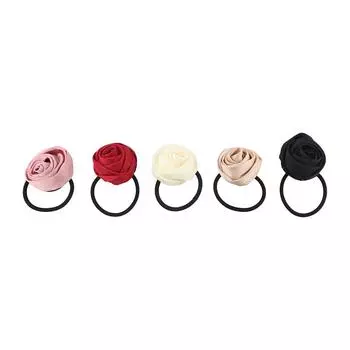 Flower Women Hair Ring French Satin Hair Tie Temperament Rose Hair Rope Daily розовый