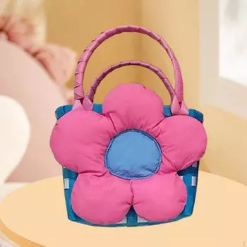 Цветочная плетеная сумка-сумка в деревенском стиле, маленькая корзина для вечеринки, банкета, дня рождения Blue Pink Flower