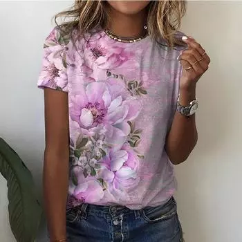 Flowers 3D Printed T-shirt T-shirt Summer Casual XXS