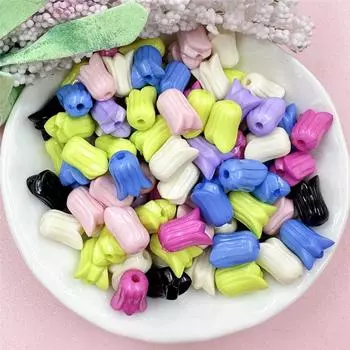 Flowers Advanced 7.5*9.6mm Tulip Fashion Acrylic For Jewelry Making 100PCS Necklace Jewelry Accessories Bracelets Loose Beads DIY белый
