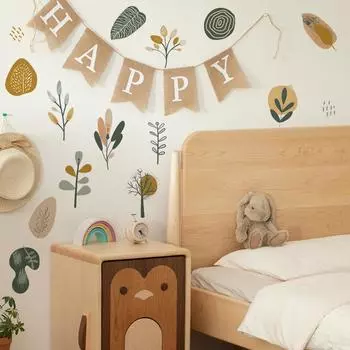 Flowers and Leaves Bedroom Living Room Wardrobe Home Beautification Wall Stickers Stickers Painting 30*90CM*2PCS/fun-L019