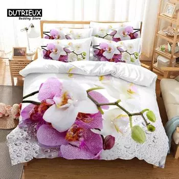 Flowers Duvet Cover Set, Fashion Flower Bedding Set, Soft Comfortable Breathable Duvet Cover, For Bedroom Guest Room Decor EU single(135x200cm)
