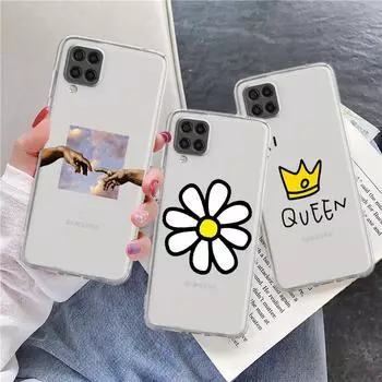 Flowers Heart Clear Case For Samsung Galaxy A52 A12 A51 A32 A21s A71 A32 A22 50 A70 A31 A72 5G Phone Cover Samsung A71 5G
