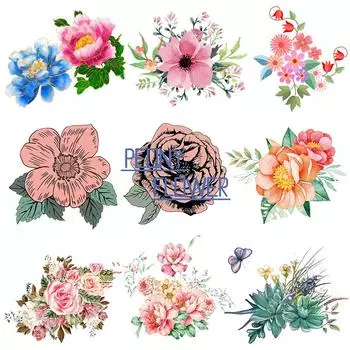 Цветы Нашивки Термонашивки На Одежде Мультфильм Бабочка Термоаппликация Для Футболки Наклейка Термоперенос Для Одежды DIY