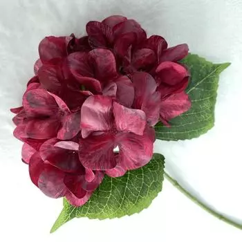 Flowers Silk Hydrangea 18in Realistic Wedding Home Decor Photography Props Gift Dark Red