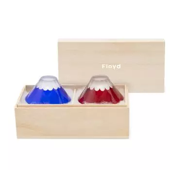 Floyd Edo Kiriko Glass Sake Glass Fuji Pair Set of 2 Paulownia Box Gift 60ml Fuji Edo Kiriko Couple Blue Red Made in Japan Mt. приблизительно. и FL15-00105 синий