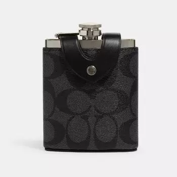 Фляга Coach из канвы Signature цвета бронзы и угля