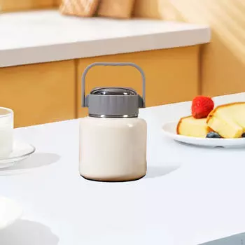 Фляга для еды с ложкой, контейнер, контейнер для обеда, офис, еда, пикник белый