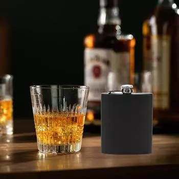 Фляга для вина из нержавеющей стали с воронкой и чашками, 6-12 унций, карманная бутылка для вина с металлической крышкой Never-Lose, переносные матовые черные фляги для питья XL