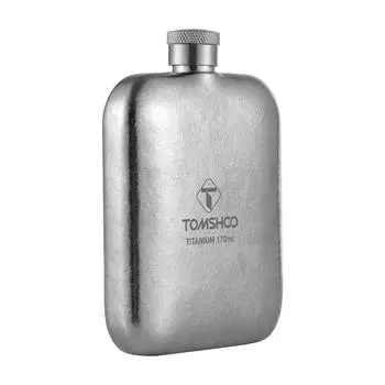Фляга для вина, мужская фляжка для виски, титановая бутылка 170 мл, легкая для кемпинга с квадратной крышкой серебряный