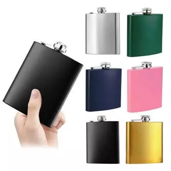 Фляжка из нержавеющей стали на 6 унций, матовая, герметичная, с воронкой, никогда не теряющаяся, портативная серебряный