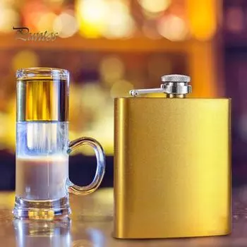 Фляжка из нержавеющей стали на 6 унций, матовая, герметичная, с воронкой, никогда не теряющаяся, портативная, с широким горлом, для вина, для активного отдыха серебряный