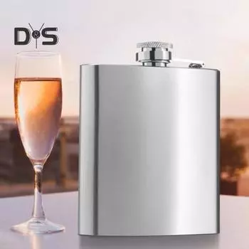 Фляжка из нержавеющей стали на 6 унций, матовая, герметичная, с воронкой, никогда не теряющаяся, портативная, с широким горлом, для вина, для активного отдыха серебряный