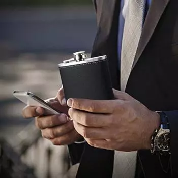 Фляжка из нержавеющей стали на 8 унций с карманом-воронкой, фляжка для алкоголя, виски, завинчивающаяся крышка, фляжка, посуда для питья