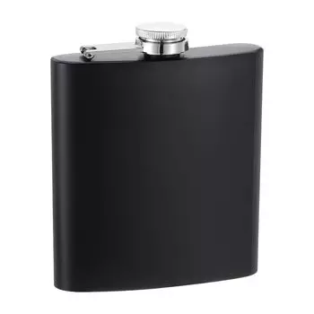 Фляжка uxcell из нержавеющей стали на 6 унций для кемпинга, пешего туризма, активного отдыха, черная, герметичная
