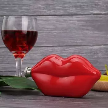 Фляжка в форме красных губ 5 унций из пищевой нержавеющей стали для алкоголя и виски, подарочная посуда для подружек невесты