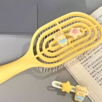 Fluffy Cartoon Comb Hollow Diy Ribs Comb Wet And Dry Dual-Use Massage Comb жёлтый