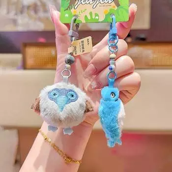Fluffy Lifelike Plush Bird Keyring PP Cotton Bird Plush Keychain Birthday Parties Style A