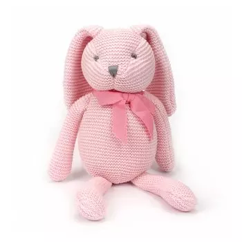 FLUFFYFUN Органический хлопок Детская игрушка Кролик плюшевый 18 см 100% (розовый)