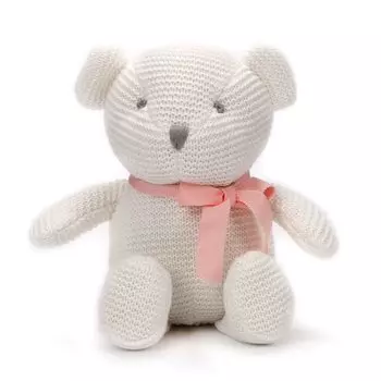 FLUFFYFUN Органический хлопок, плюшевый мишка для младенцев, 100% плюшевая игрушка, 16,5 см (белый)