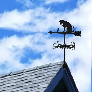 Флюгер «Черный кот», металлический флюгер в подарок, флюгер, украшение в виде котенка, указатель направления ветра