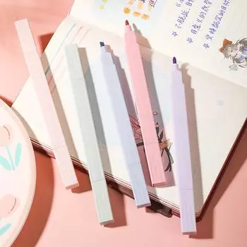 Флуоресцентные маркеры Ручки-выделители с двумя головками Пастельные маркеры Канцелярские принадлежности Цветные маркеры Kawaii