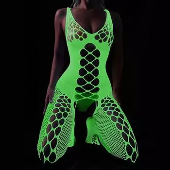 Флуоресцентные сексуальные сетчатые боди, эластичное прозрачное нижнее белье, женский комплект сексуального нижнего белья, колготки без вырезов, чулки, нижнее белье Below 60kg