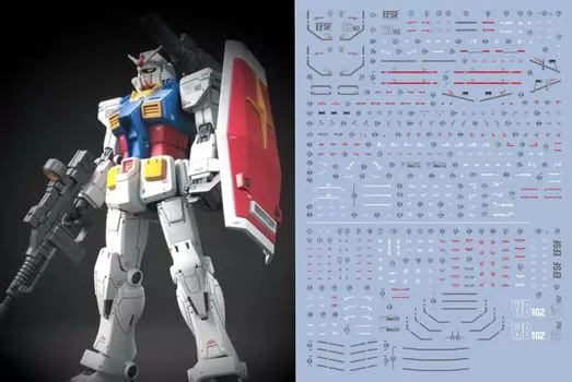Флуоресцентный!! HG RG MG PG RE Robot MS Detail Up Water Transfer Decal (HG 1/144 ПРОИСХОЖДЕНИЕ RX-78-02 Гандам)