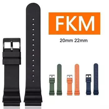 Флюорокаучуковый ремешок для Seiko 20 мм 22 мм FKM ремешок для часов с пряжкой из нержавеющей стали водонепроницаемый дайвинг мужской женский сменный ремешок для часов