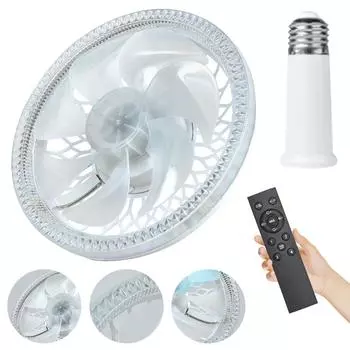 Flush Mount Ceiling Fan Light Remote Control 4 Speeds Smart Ceiling Fan with LED Light Modern LED Ceiling Fan Lamp for Home Room чистый белый