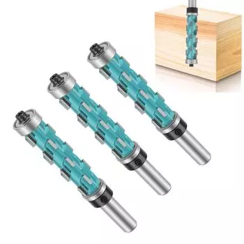 Flush Trim Router Bit 1/2inch Shank Carbide Double Bearing Spiral Trimming Bit 2-9/16inch Cutting Length Sharp Woodworking Tool 1PC
