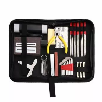 Flushbay Guitar Maintenance Kit Repair Tools Guitar Cleaning Kit Ukulele Bass Bandjo Mandolin Maintenance Kit Hex Wrench Nut Filer Guitar Filer Strings