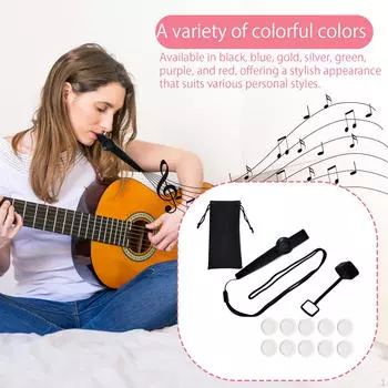Flute Musical Instrument Guitar Partner, Lightweight Mouth with Membranes for Performance black