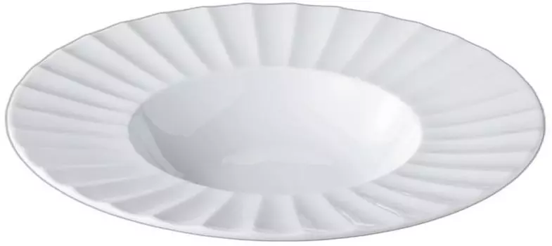 Fluted 24cm Soup Bowl x x White Porcelain Soup Bowl by Setomonohonpo [24.5 24.5 4.5cm]