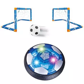 Flycreat Air Soccer Футбольный мяч Перезаряжаемый пневматический футбольный диск, оснащенный светящейся светодиодной подсветкой Плавучесть Спортивный футбол в помещении Полный комплект для тренировок белый