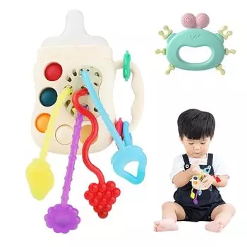 FlyCreat Игрушка-шнурок Five Senses Shige Kit Интерактивная игрушка-шнурок для прорезывания зубов Игрушка-шнурок 6 способов игры Развитие кончиков пальцев Тренировка кончиков пальцев