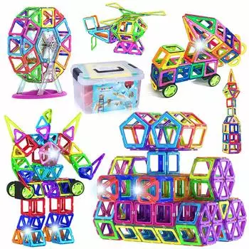 FlyCreat Магнитные Магнитные Магнитные Магнитные Блоки с Обучающими Игрушками Ferris для Мальчиков и Магнитной 3D Игровой Моделью DIY Building Cultivate New Year