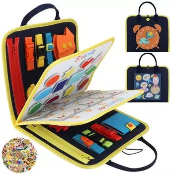 FlyCreat Монтессори игрушка сумка Бизи книга малышей Бизи доска для мальчиков и девочек Пальчиковый образовательный тканевый игрушечный тканевый иллюстрированный альбом Нанизывание ниток Завязывание кнопок