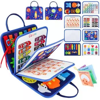 FlyCreat Монтессори Одевание Образовательное Образовательное Обучение 1 год 2 года 3 года 4 года 5 лет Образ жизни Мозг Сенсорный Пальчик Рождество Ребенок темно-синий