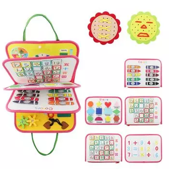 FlyCreat Монтессори развивающий детский развивающий игрушка для малышей, включает в себя 2 подсолнуха, алфавит, карта, кончик пальца, ткань, ткань, кнопка с изображением, как носить