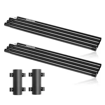 FLYFLYGO Big Tarp Pole Tent Pole 240cm Aluminum Storage Bag Thickness 28mm connection 2 pieces Split type Tarp pole fixer included 4-section [Black]