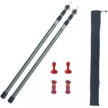 FLYFLYGO Telescoping Aluminum Tent Pole Diameter 28mm Stepless Adjustment Set of 2 Sliding Type Easy Height Adjustment Storage Bag Included (Height