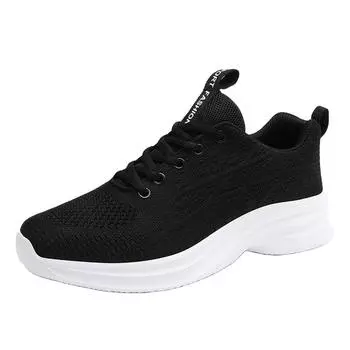 Flying Mesh Shoes Women Breathable with New Lightweight Running Casual Sports Shoes Women Athletic Sneakers 40 чёрный
